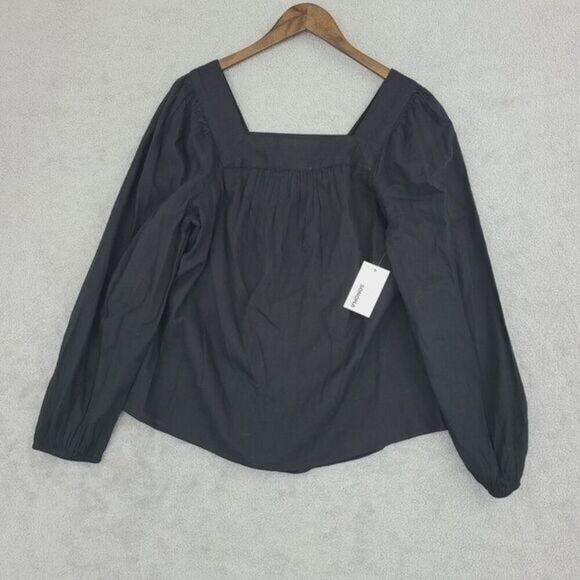 NWT Sonoma Black Square‎ Neck Long Sleeve Top Medium 25CT - Picture 1 of 8